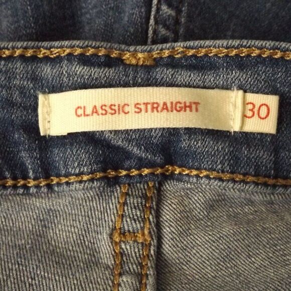 LEVI'S Jeans, 30, Classic Straight, Zipper fly, 5 pockets, Blue, Cotton Blend - Picture 11 of 14